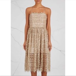Alice + Olivia midi alma sequin gold lace dress perfect condition sz 4